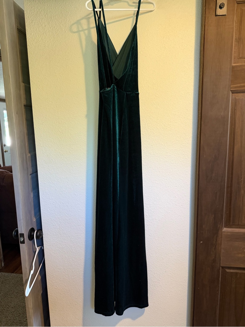 Lulu's Deep Green Velvet Maxi Slip Dress